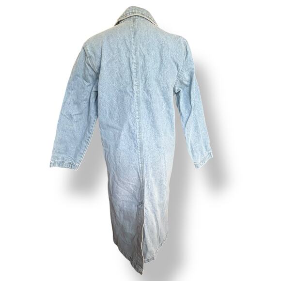 Vintage 90s Blue Embroidered Western Denim Duster Jean Jacket Studded Medium - Picture 6 of 12